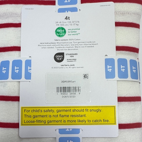 Carter's Red and White Striped Sleepwear Set - Picture 3 of 3